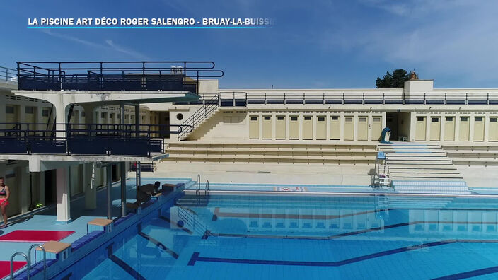 Drone de vue : La piscine Art déco Roger Salengro - Bruay-la-Buissière